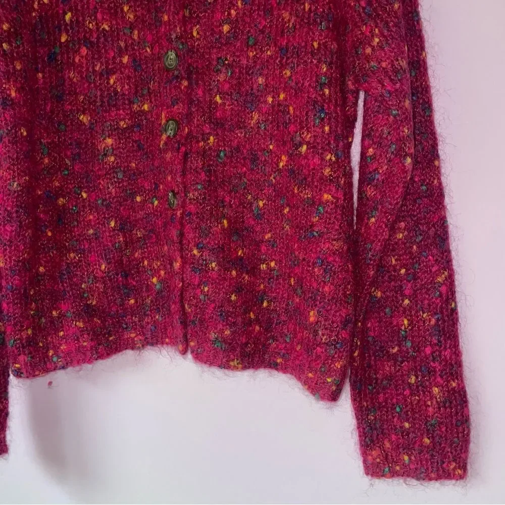 Savannah Size M Pink Mohair Cardigan Button Up Sweater Coastal Grandma